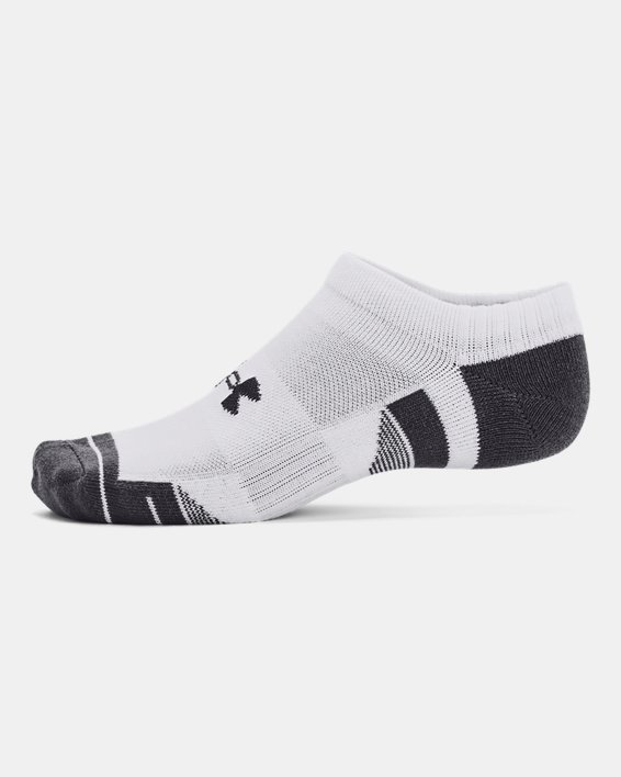 Unisex UA Performance No Show sokken van katoenstof – 3 paar, White, pdpMainDesktop image number 3